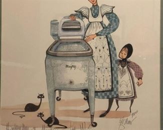 P BUCKLEY MOSS Signed "Maytag's Last Wringer" Framed Limited Edition