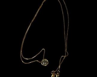 Diamond Solitaire Pendant on 14K Gold Necklace