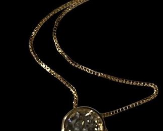 Diamond Solitaire Pendant on 14K Gold Necklace