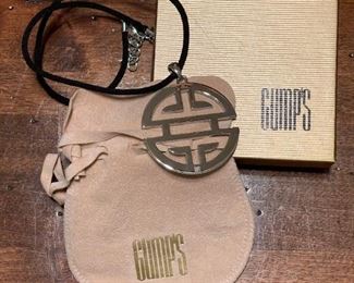 GUMP'S SIGNATURE Sterling Silver Shou Pendant Necklace