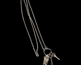 Signed Sterling Silver Charm Necklace