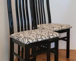 Pair of C1960's lacquered chairs, newly reupholstered