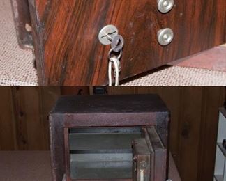 Small but very heavy safe from France.  Has key and combination