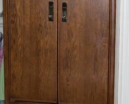 Asian style bedroom armoire.  This set has 8 lovely pieces.  Great clean lines and so much storage.