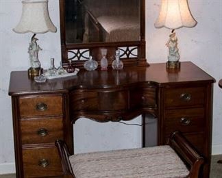 Vanity, stool and mirror