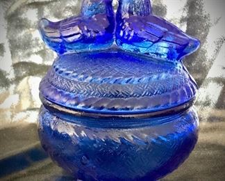 Vintage Cobalt Blue Glass Candy Dish 