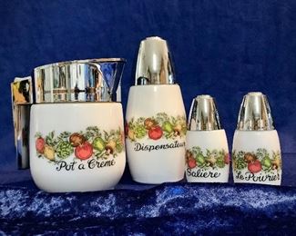 Vintage Spice of Life by Corning Ware Cream, Sugar, Salt and Pepper Set 