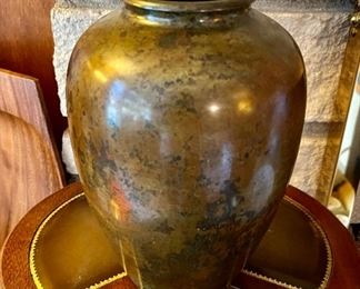 Mottled brass vase