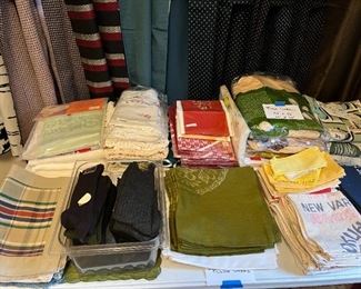 Table cloths, men's new socks, Japanese square pillow covers (new), futon or kotatsu blanket covers, old curtains