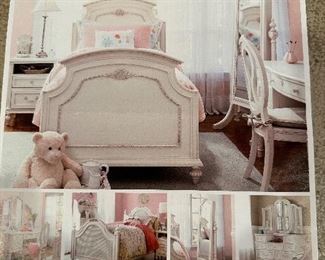 5 Pc Smartstuff "Gabriella" Collection White Girls Bedroom Set. Twin Bed , Nightstand (Night Stand opens in the back with a charging station) Desk with Hutch and Storage Chair. Tall Armoir with Mirror and Jewerly Hangers.