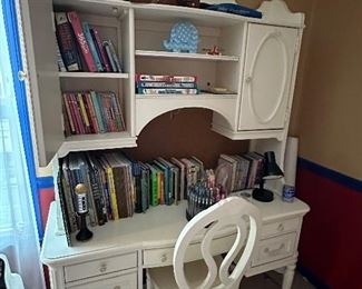 5 Pc Smartstuff "Gabriella" Collection White Girls Bedroom Set. Twin Bed , Nightstand (Night Stand opens in the back with a charging station) Desk with Hutch and Storage Chair. Tall Armoir with Mirror and Jewerly Hangers.