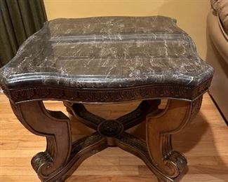 Marble and Cherry/Rosewood (?) Endtable