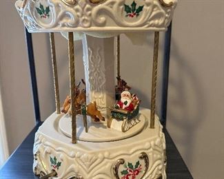 International silver company, Santa on a carousel. Wind up musical.