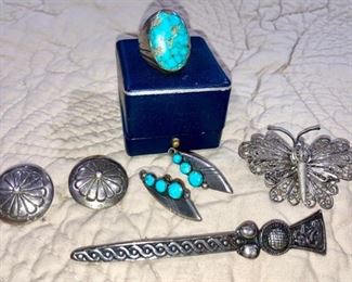 Sample of sterling silver jewelry (rings, earrings, pins, etc)