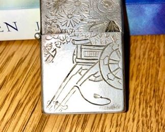 Sterling silver etched lighter
