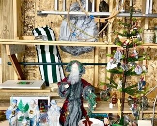 Vintage & modern Christmas and ornaments (tree for display only)