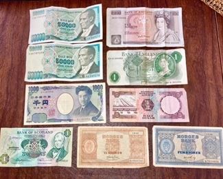 Vintage foreign currency
