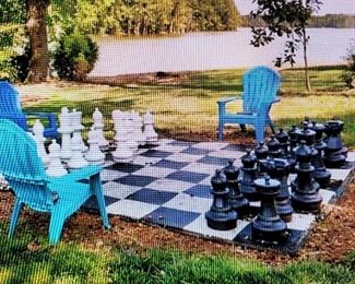 Rolly Toys giant outdoor Chess Set (made in Germany) and Checkers Set (not shown in photo).  THIS PICTURE IS ACTUAL PHOTO OF CHESS SET that was listed on the Real Estate listing. $250