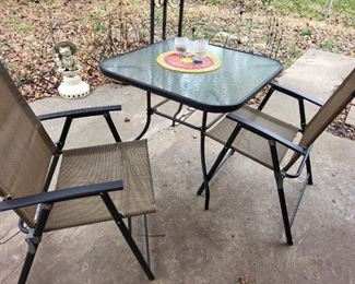 Outdoor table and 4 chairs.
