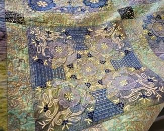 Queen size embroidered quilt