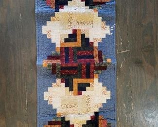 Embroidery patch diamond table runner 50" x 27 1/2"