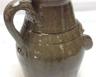 BURLON CRAIG FACE POTTERY PITCHER, SMITHSONIAN FEATURED POTTERY ARTIST FROM VALE, NORTH CAROLINA