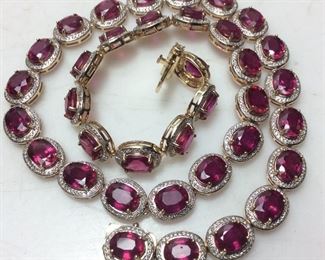 14KT GOLD RUBY AND DIAMOND NECKLACE, 65.49ct RUBIES, 3.16ct DIAMONDS, 17''L, 52.4g, AIGL APPRAISAL $39,242