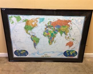 WORLD MAP, FRAMED