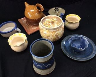 Assorted Pottery Pieces, Candle Stand,