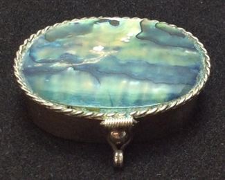 VTG. MEXICAN STERLING 925 ABALONE TOP PILL BOX