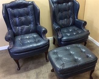GENUINE LEATHER BY CLASSIC FURNITURE COMPANY ARM CHAIRS & FOOT REST