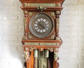 German antique wall clock.. Total length 46 1/2" x 17" wide