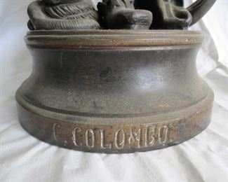 Another view Columbus large metal figurine statue