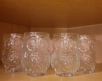 Vintage Libbey 3D Owl Shaped Drinking Glasses