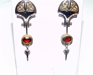 SLVER with GOLD OVERLAY ART DECO EARRINGS