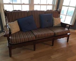 Solid maple frame wing-back sofa