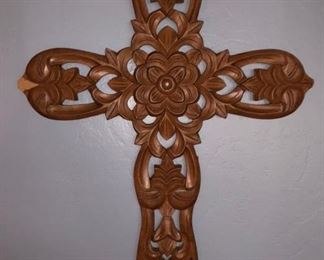 Large hand-carved ornate wall Cross.