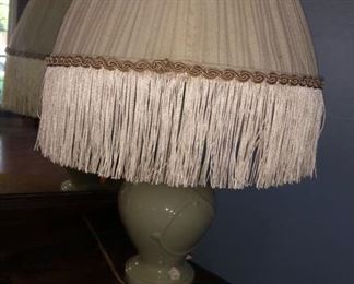 Vintage table lamp w/ long fringe shade