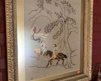 Interesting  framed embroidery picture