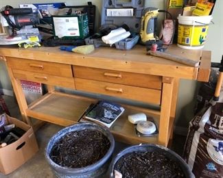 Terrific hardwood work bench w/ vice!