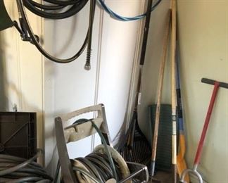 yard tools and hoses