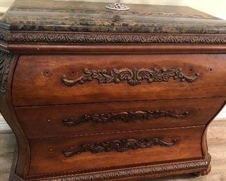 Wood chest with stone top