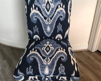 Pair of blue pattern parson chairs