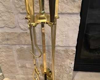 Brass fireplace set