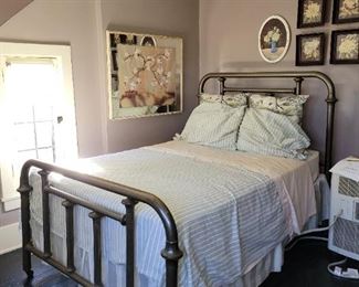 Brass Bed with Mattress and Bedding