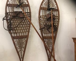 Antique Snowshoes w/Poles