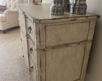 Side view of distressed dresser