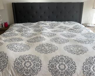 King sized bed including mattress, frame, headboard and all bedding for $500