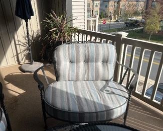 Chair and a half covered in sunbrella fabric with custom sunbrella covers
