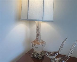 Antique lamps with brass footing with new lamp shades $500